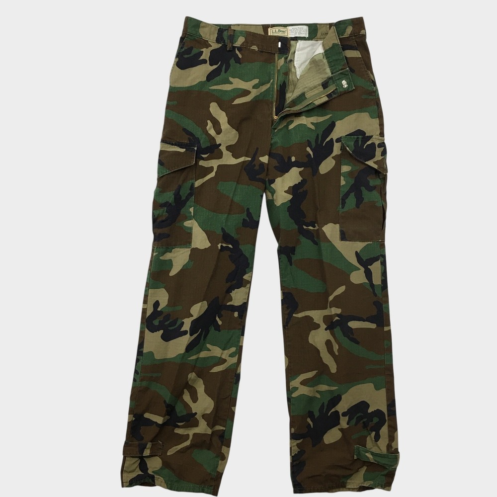 Vintage‎ LL Bean Camo Cargo Pants Mens 32x30 Woodland Ripstop Made in USA